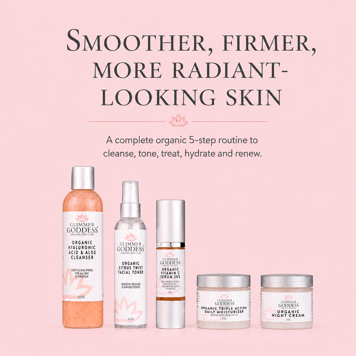 Complete Organic Anti-Wrinkle 5-Step Kit with Vitamin C & SPF 30 - Mimi Glow