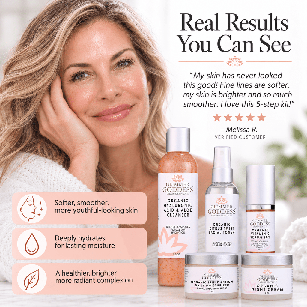 Complete Organic Anti-Wrinkle 5-Step Kit with Vitamin C & SPF 30 - Mimi Glow