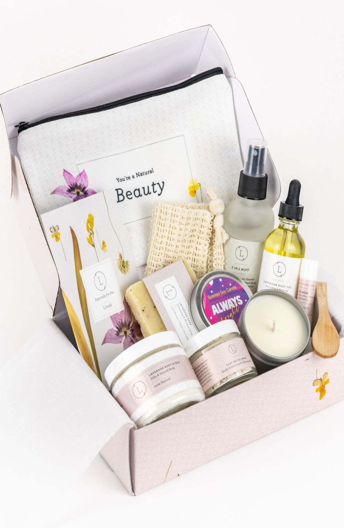 Lavender Spa Gift Box – Natural Handmade Bath & Body Self-Care Set - Mimi Glow