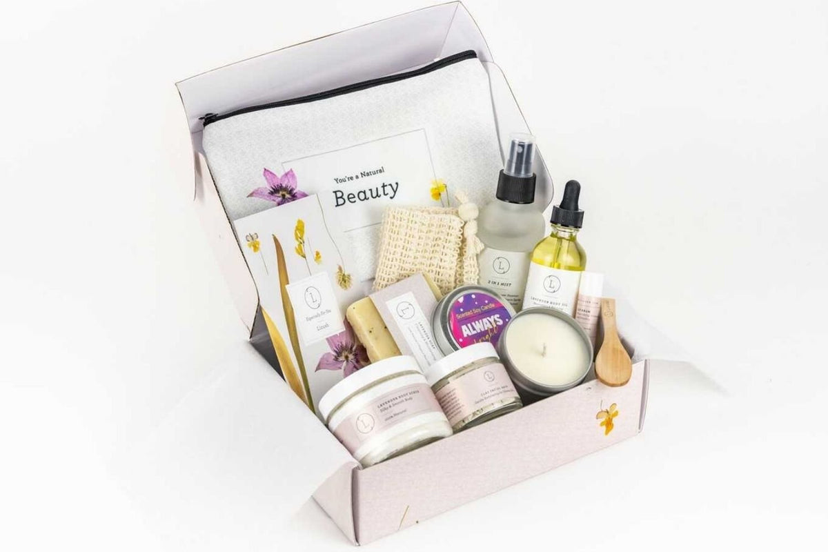 Lavender Spa Gift Box – Natural Handmade Bath & Body Self-Care Set - Mimi Glow