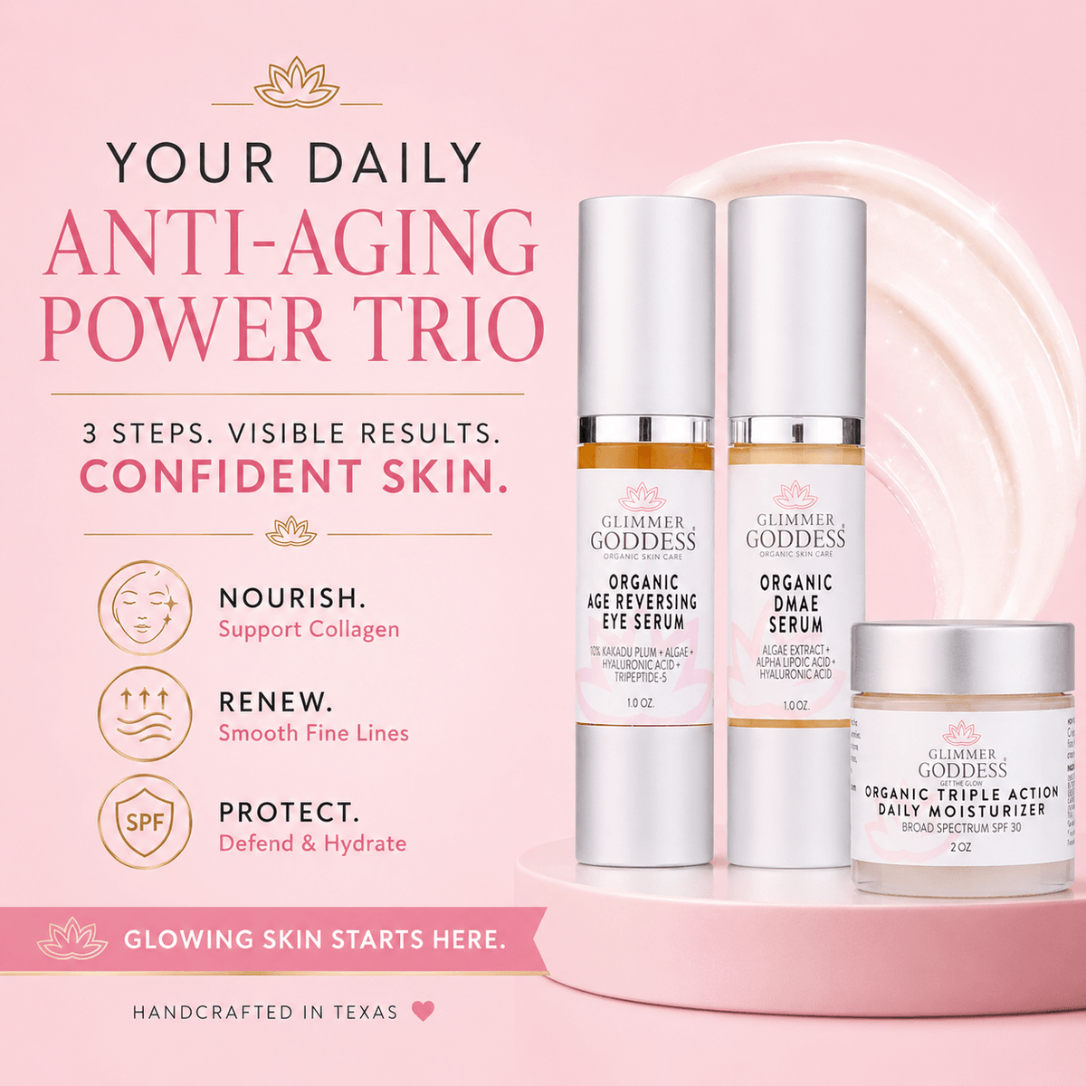 Organic Anti-Wrinkle Trio – 3-Step Collagen Boosting System - Mimi Glow