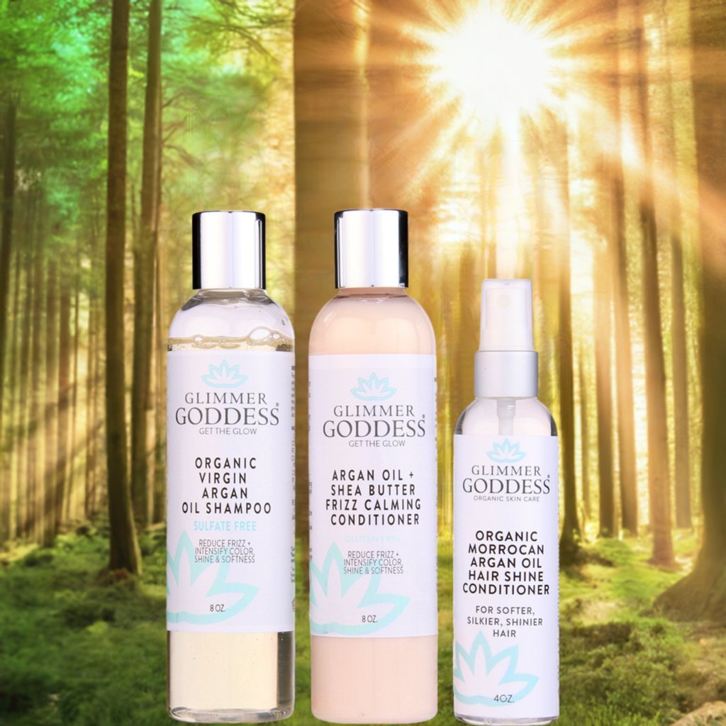 Organic Argan Oil Hair Treatment Trio – Hydrating 3-Step System - Mimi Glow