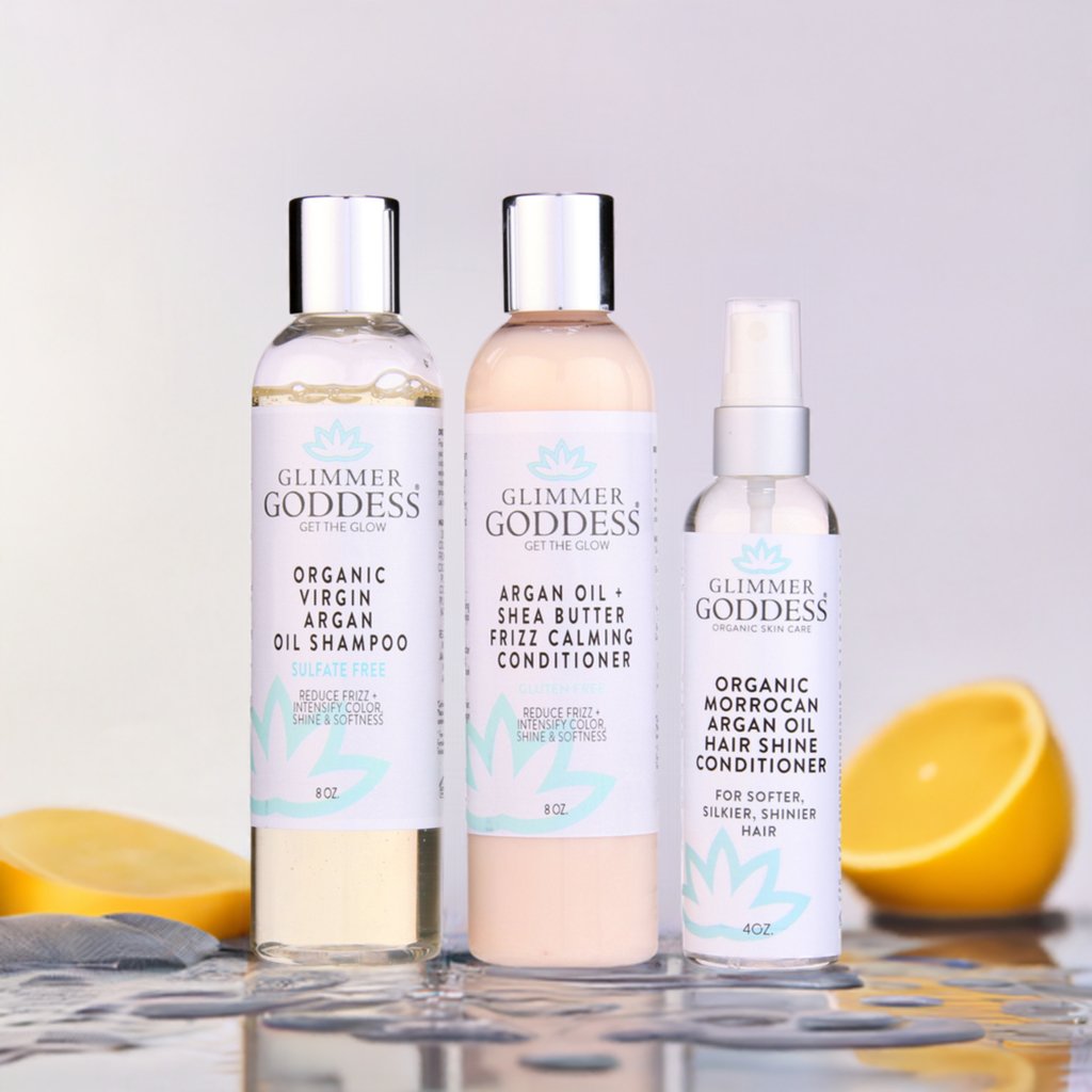 Organic Argan Oil Hair Treatment Trio – Hydrating 3-Step System - Mimi Glow