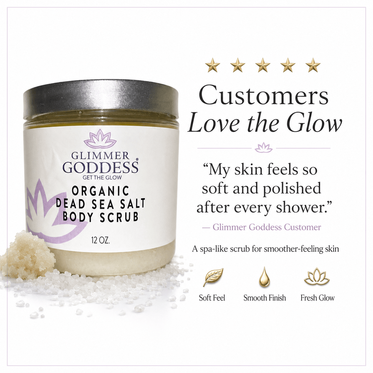 Organic Dead Sea Salt Body Scrub – Exfoliates, Detoxifies & Firms Skin - Mimi Glow