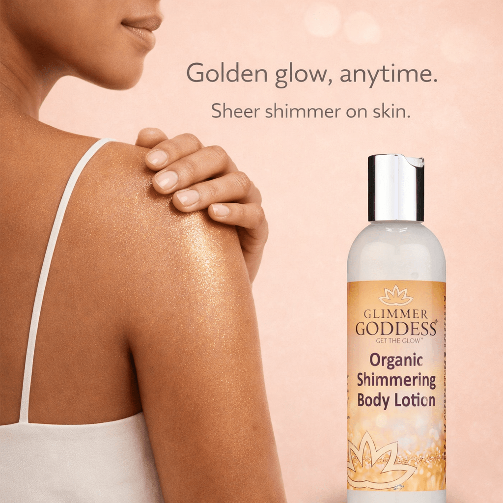 Organic Gold Shimmer Body Lotion – Buildable Luminous Glow - Mimi Glow