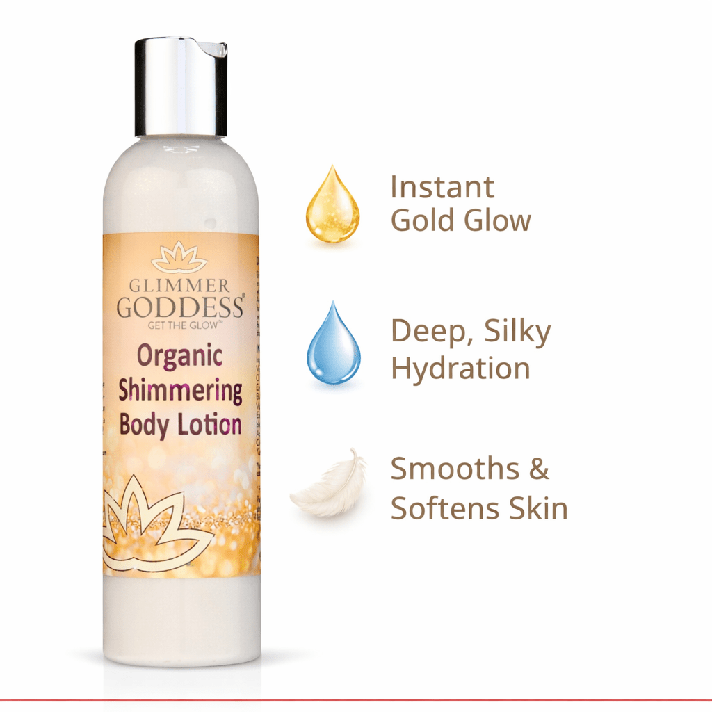 Organic Gold Shimmer Body Lotion – Buildable Luminous Glow - Mimi Glow