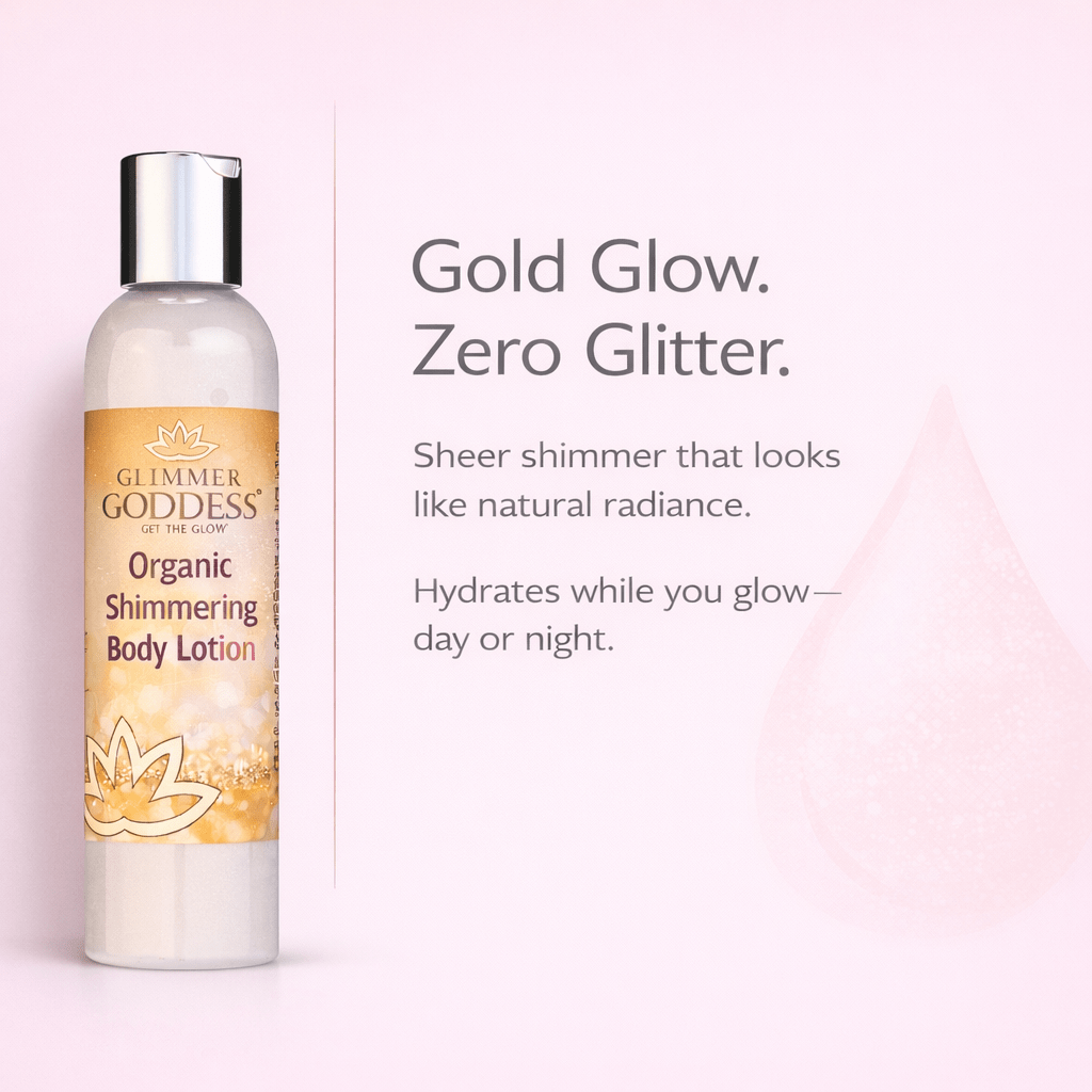 Organic Gold Shimmer Body Lotion – Buildable Luminous Glow - Mimi Glow