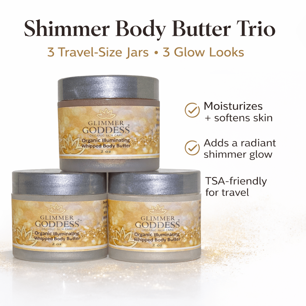 Organic Shimmering Body Butter Trio – 3 x 2 oz Travel Set - Mimi Glow