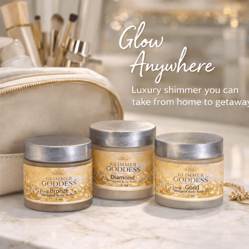 Organic Shimmering Body Butter Trio – 3 x 2 oz Travel Set - Mimi Glow