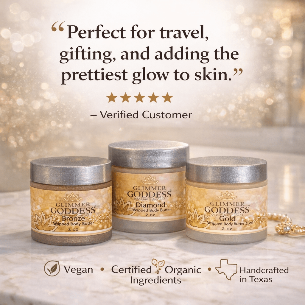 Organic Shimmering Body Butter Trio – 3 x 2 oz Travel Set - Mimi Glow
