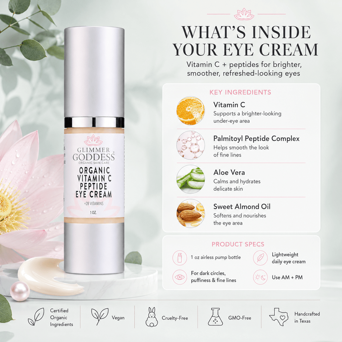 Organic Vitamin C Eye Serum – Peptide Treatment for Dark Circles - Mimi Glow